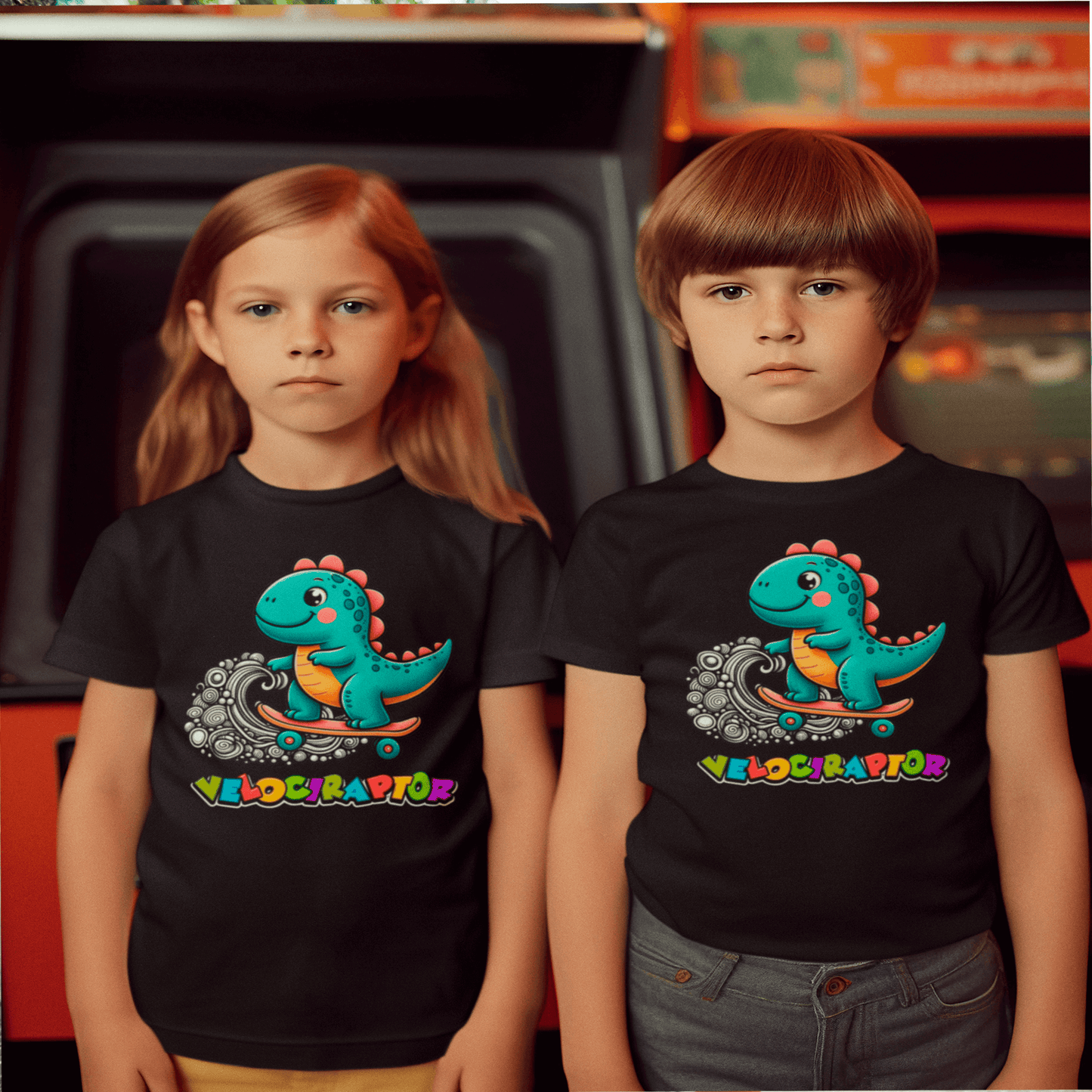 Camiseta de Niño "Velociraptor": ¡Estilo Prehistórico con un Toque de Aventura!