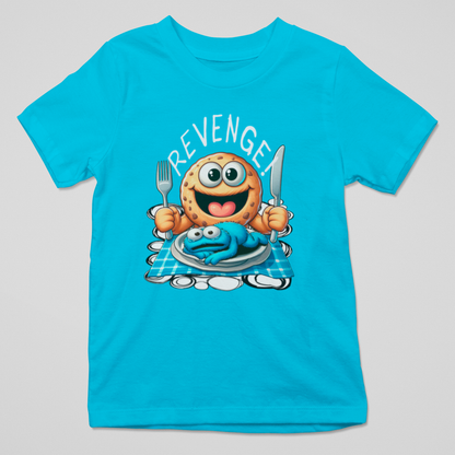 Camiseta divertida y original Revenge Cookie - Galleta vengadora comiéndose al monstruo de las galletas