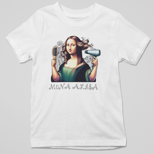 Camiseta "Mona Alisa": El Arte Clásico se Va al Salón de Belleza