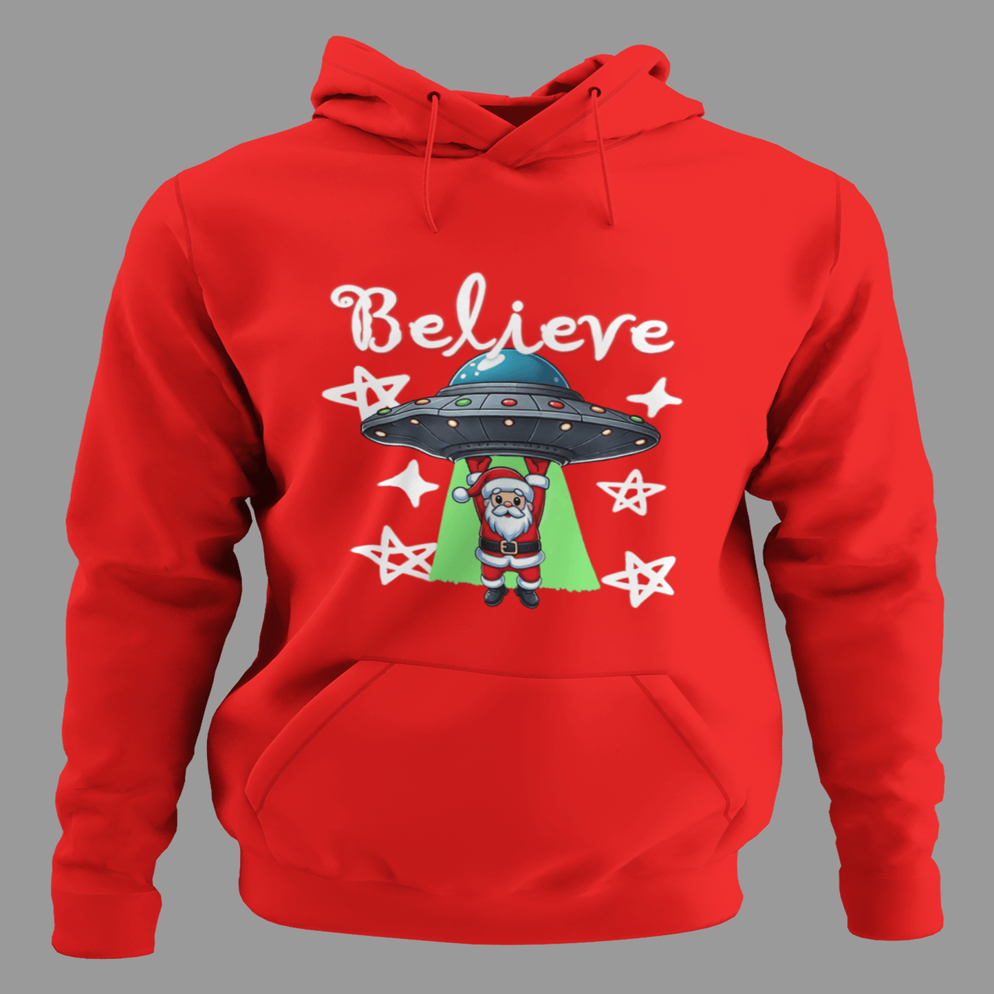 Sudadera Believe
Papá Noel abducido
Ropa Navidad original
Diseño divertido StarWayToHelen
Moda navideña creativa