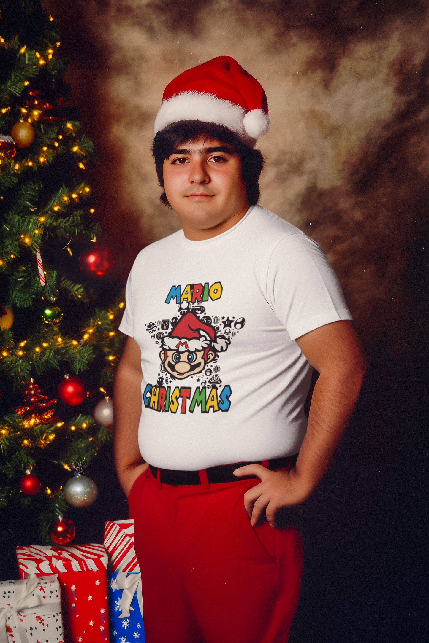 Camiseta "Mario Christmas": ¡Feliz Navidad desde el Reino Champiñón!