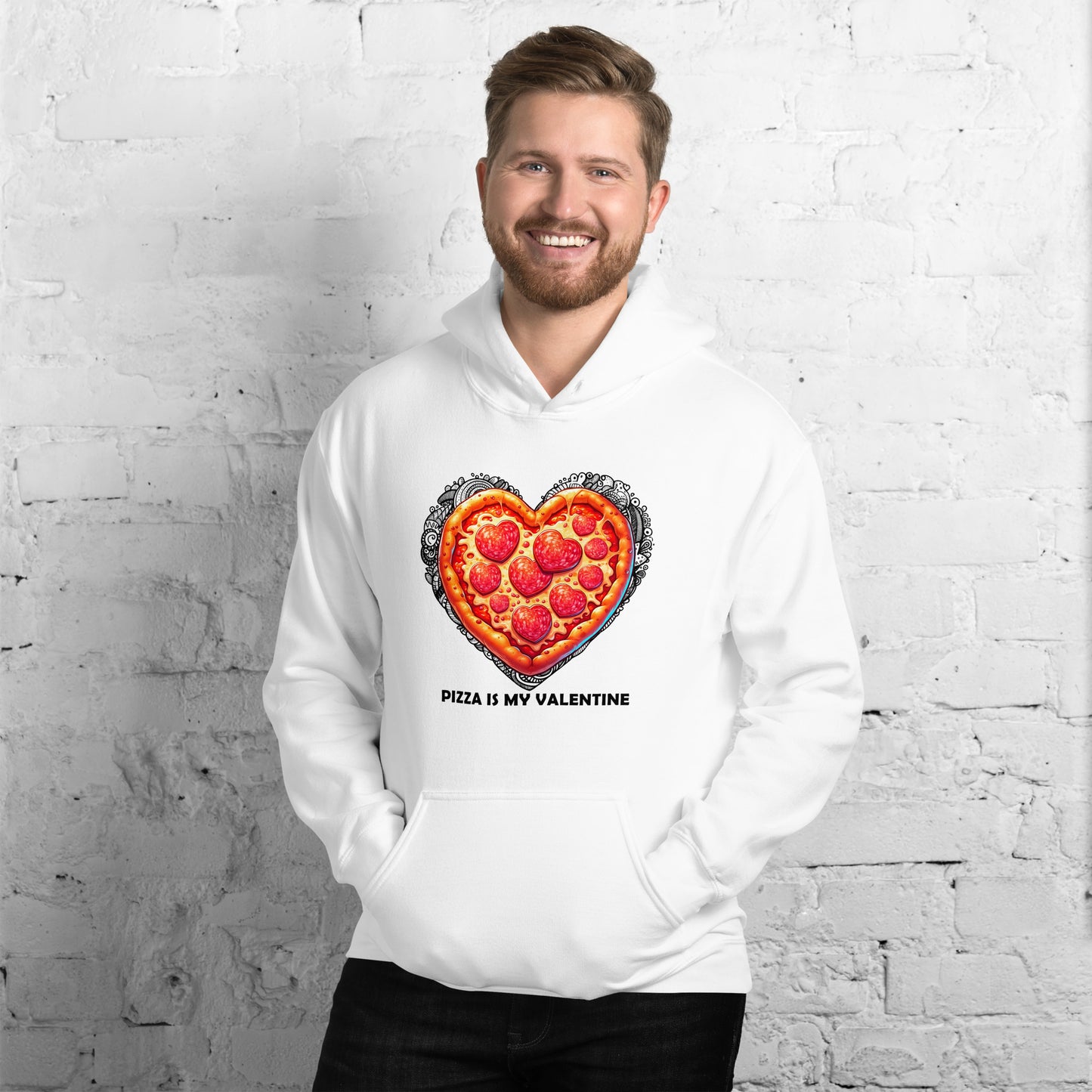 SUDADERA BLANCA CON CAPUCHA ENAMORADOS