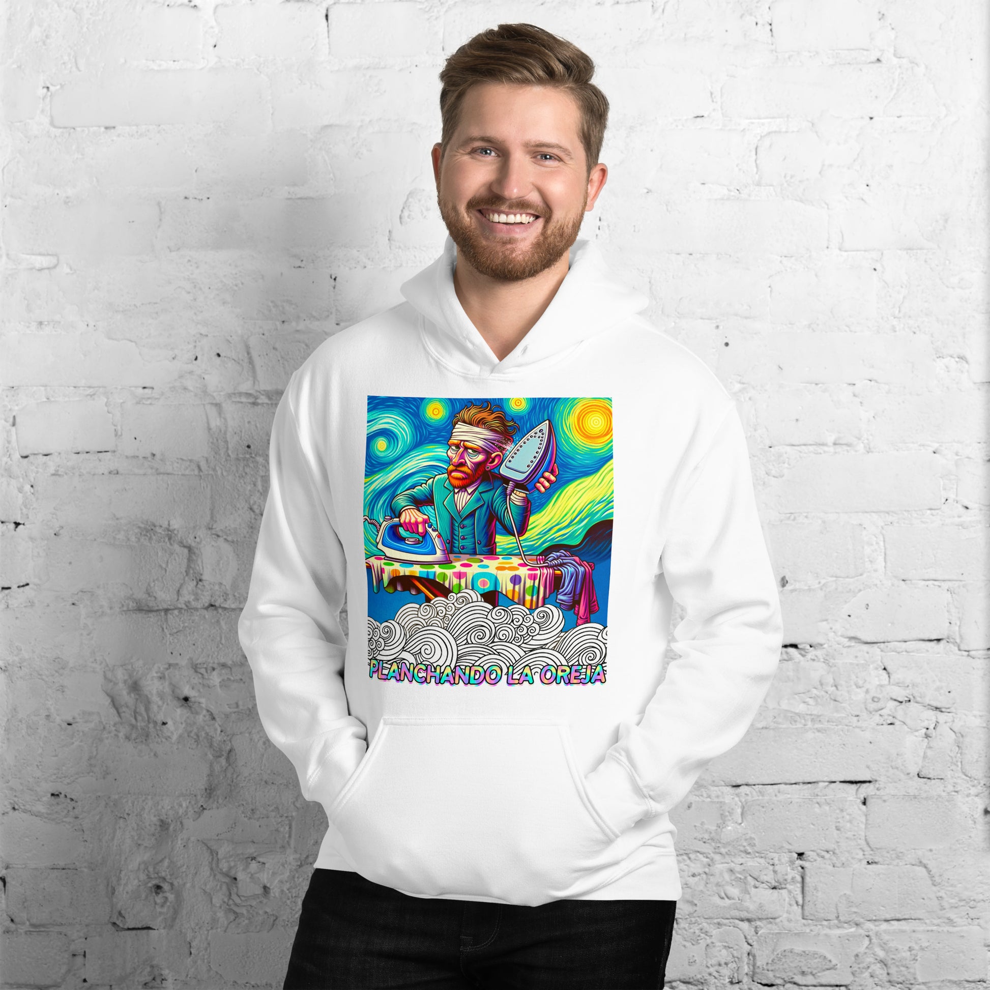 SUDADERA CON CAPUCHA BLANCA VAN GOGH