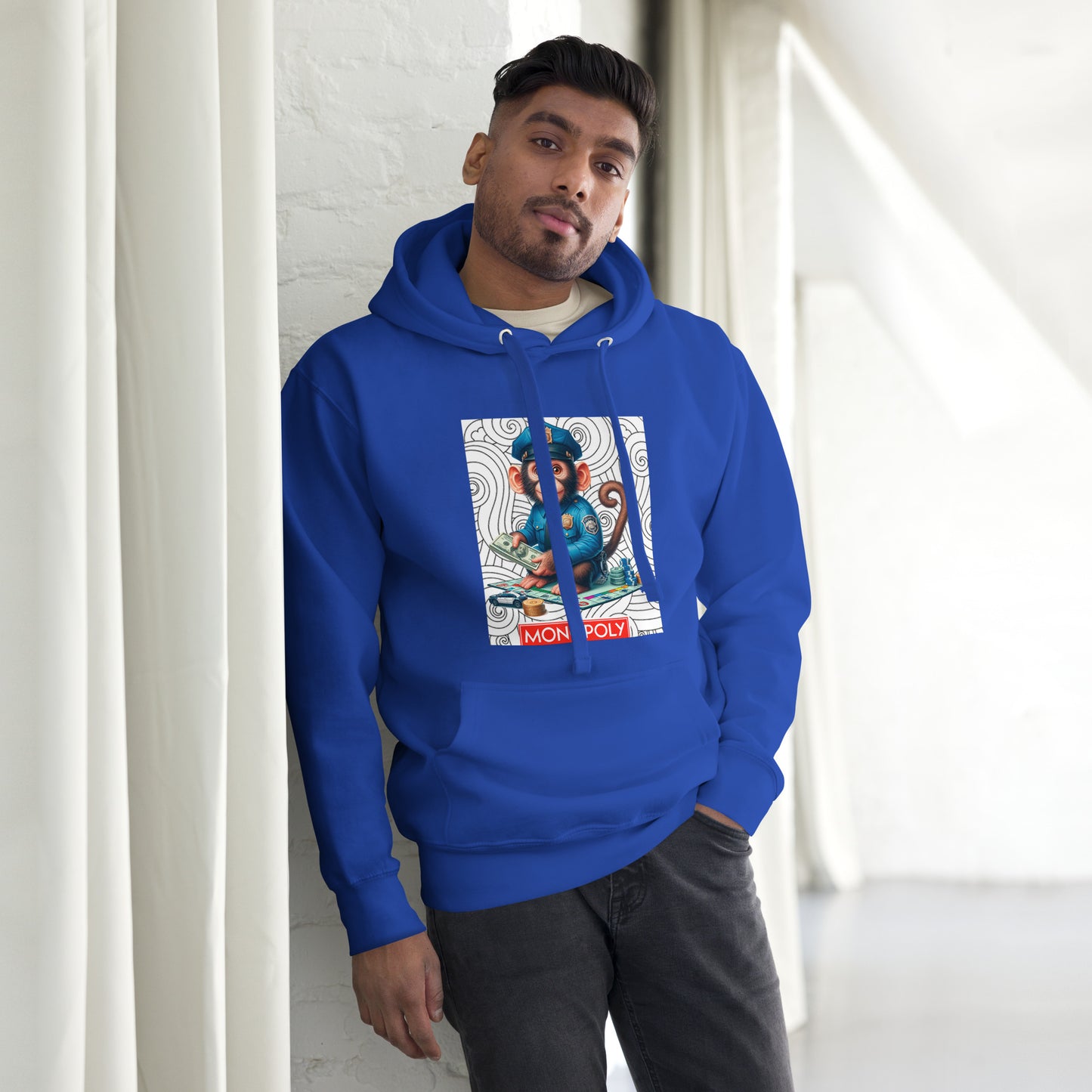 SUDADERA CON CAPUCHA AZUL MONOPOLI